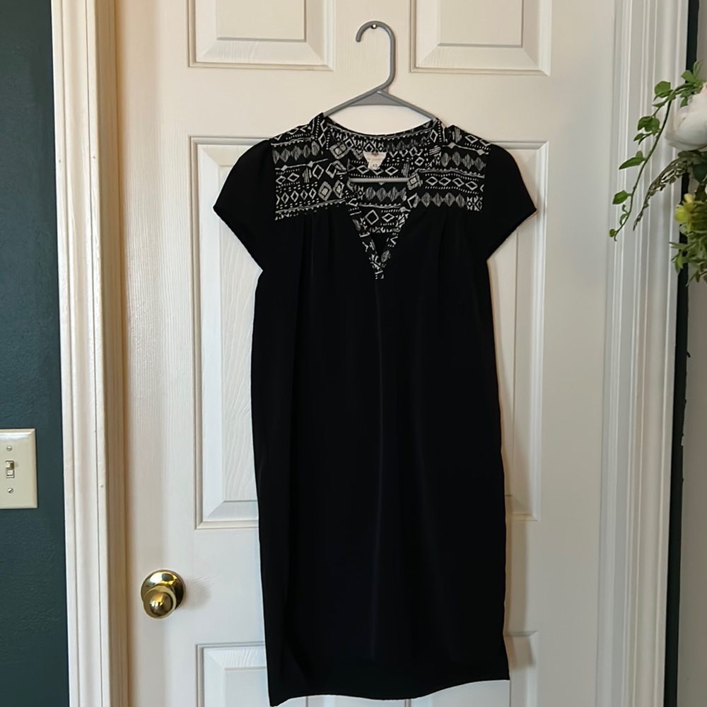 One Clothing Geometric Print Black/Tan Mini Dress, Size XS